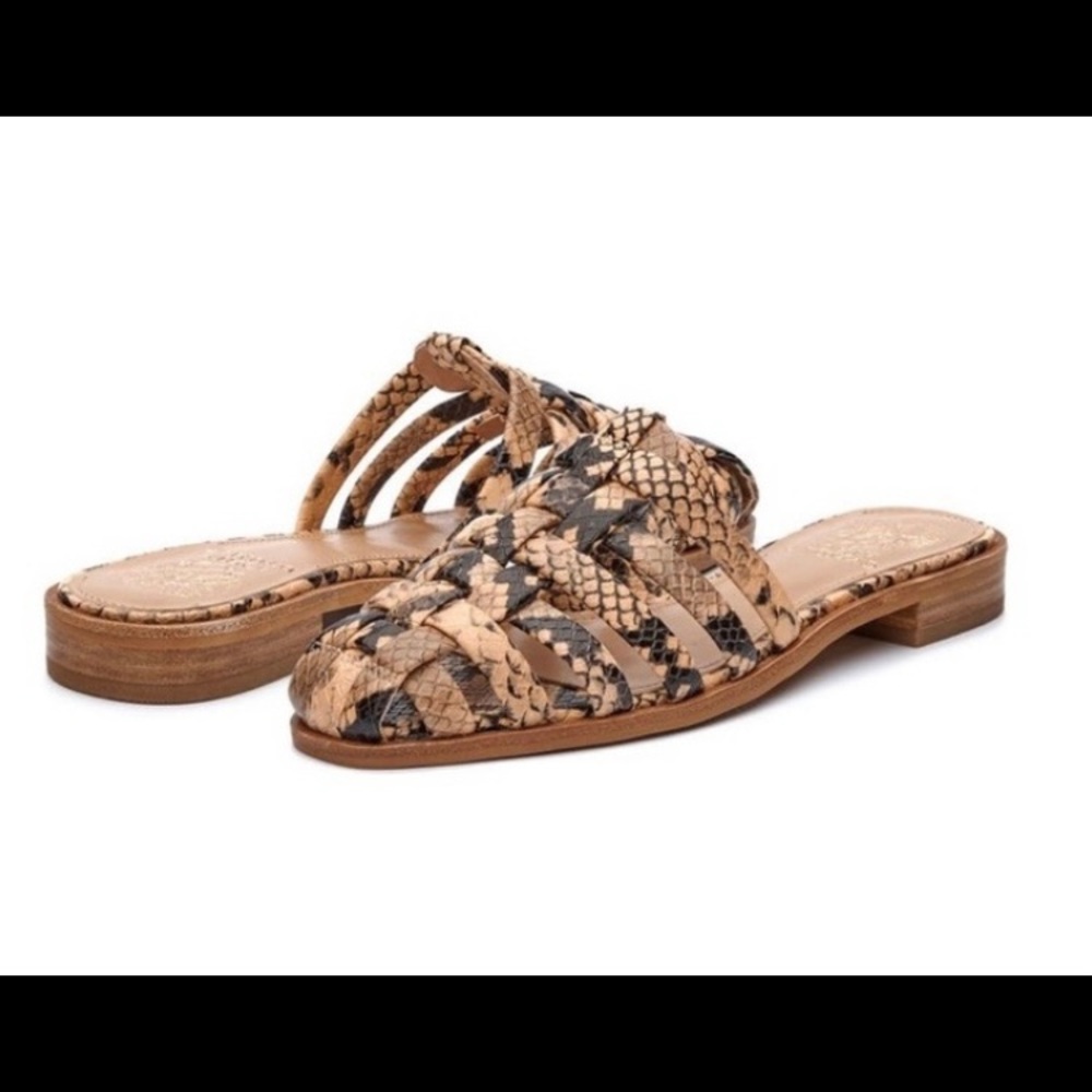Vince Camuto Cresetia Woven Leather Mules SZ 8 NIB